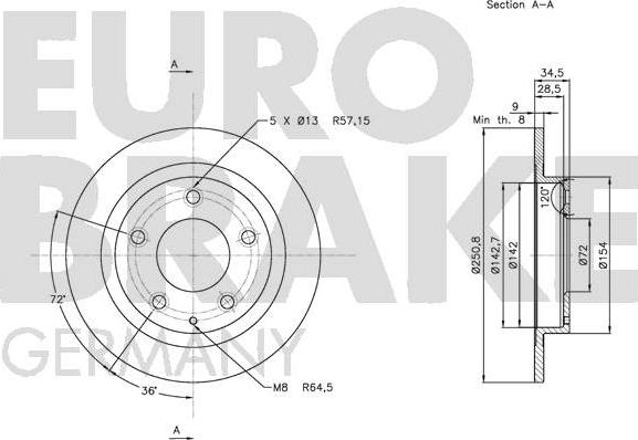 Eurobrake 5815203257 - Тормозной диск autospares.lv