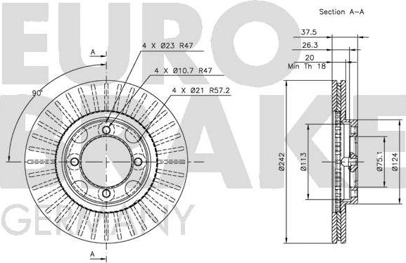 Eurobrake 5815203219 - Тормозной диск autospares.lv