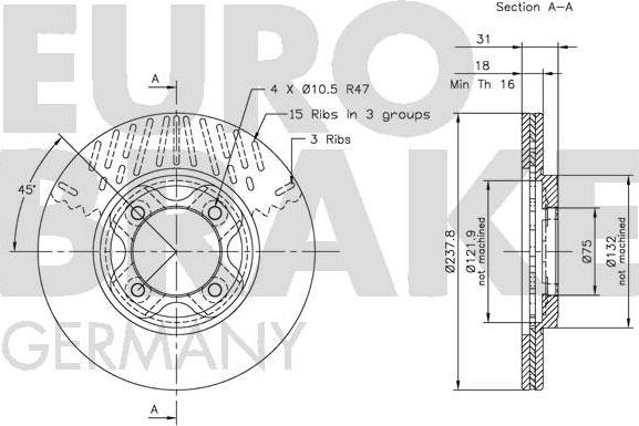 Eurobrake 5815203216 - Тормозной диск autospares.lv