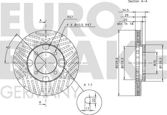 Eurobrake 5815203217 - Тормозной диск autospares.lv