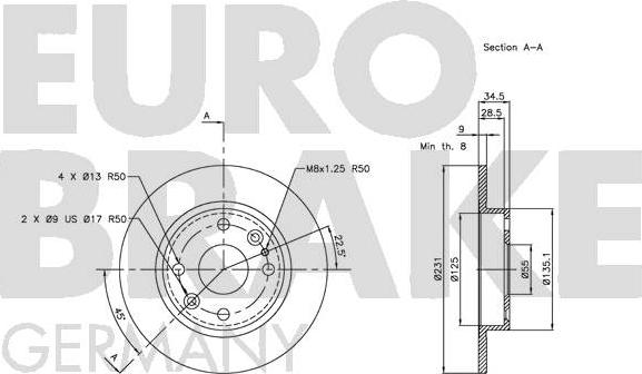 Eurobrake 5815203239 - Тормозной диск autospares.lv
