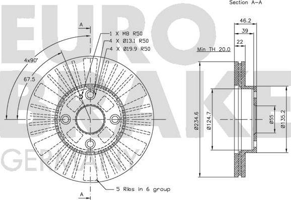 Eurobrake 5815203234 - Тормозной диск autospares.lv