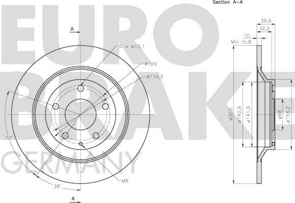 Eurobrake 5815203279 - Тормозной диск autospares.lv