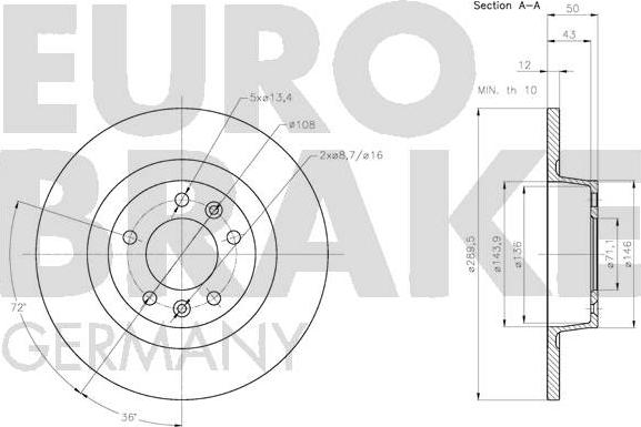 Eurobrake 5815203740 - Тормозной диск autospares.lv