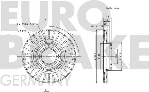 Eurobrake 5815203713 - Тормозной диск autospares.lv