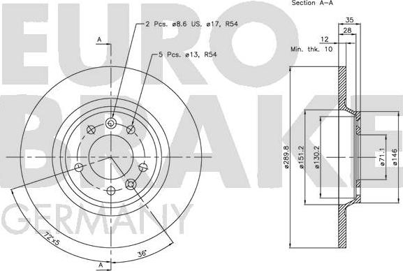 Eurobrake 5815203729 - Тормозной диск autospares.lv