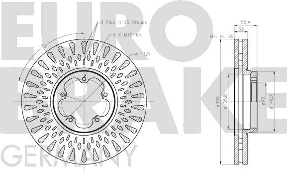 Eurobrake 5815202593 - Тормозной диск autospares.lv