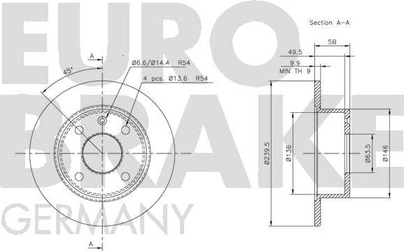 Eurobrake 5815202513 - Тормозной диск autospares.lv