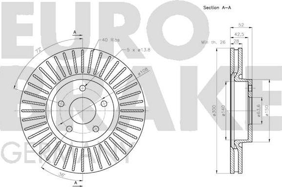 Eurobrake 5815202581 - Тормозной диск autospares.lv