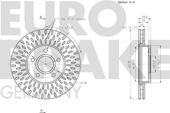 Eurobrake 5815202582 - Тормозной диск autospares.lv