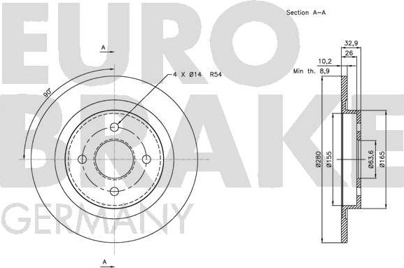 Eurobrake 5815202574 - Тормозной диск autospares.lv