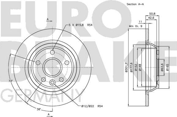 Eurobrake 5815202571 - Тормозной диск autospares.lv