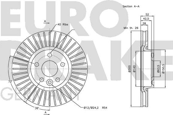 Eurobrake 5815202573 - Тормозной диск autospares.lv