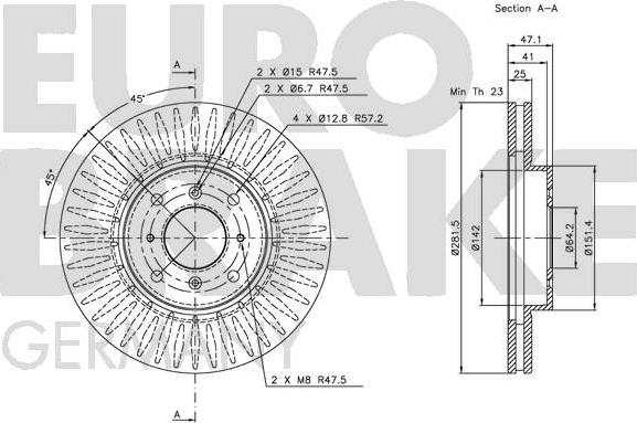 Eurobrake 5815202625 - Тормозной диск autospares.lv