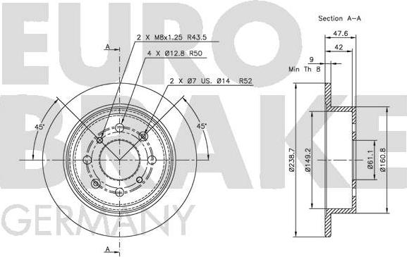 Eurobrake 5815202621 - Тормозной диск autospares.lv