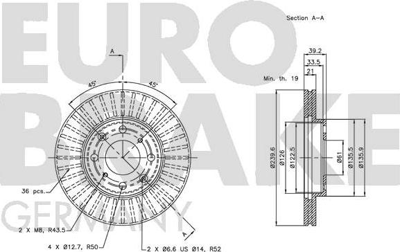 Eurobrake 5815202628 - Тормозной диск autospares.lv