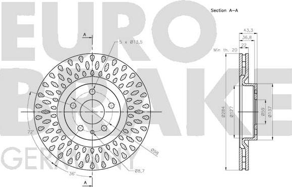 Eurobrake 5815202367 - Тормозной диск autospares.lv