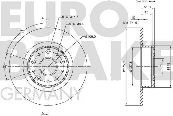 Eurobrake 5815202334 - Тормозной диск autospares.lv