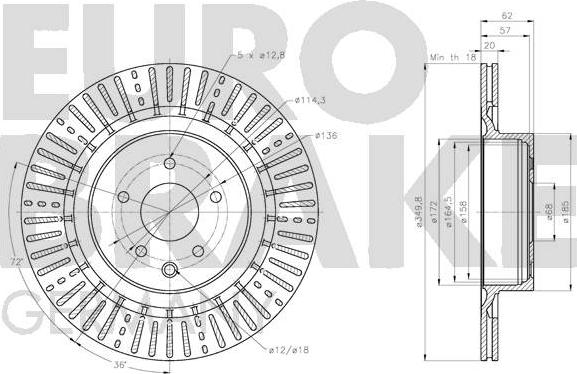 Eurobrake 5815202293 - Тормозной диск autospares.lv