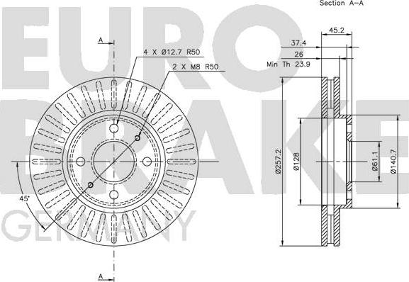 Eurobrake 5815202249 - Тормозной диск autospares.lv