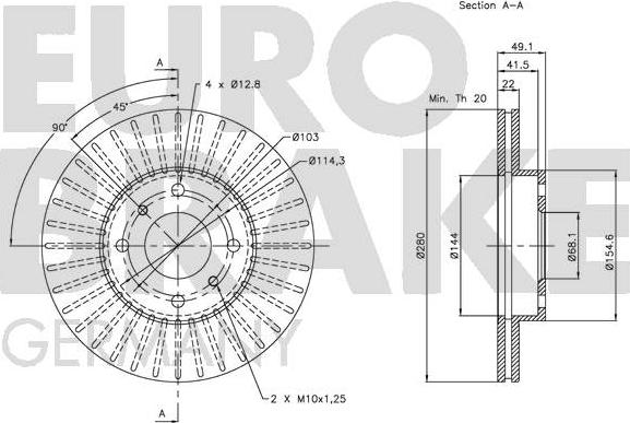 Eurobrake 5815202251 - Тормозной диск autospares.lv