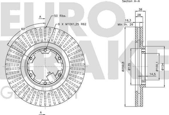 Eurobrake 5815202262 - Тормозной диск autospares.lv