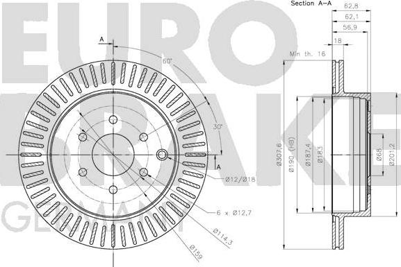 Eurobrake 5815202281 - Тормозной диск autospares.lv