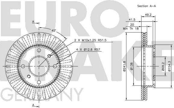 Eurobrake 5815202230 - Тормозной диск autospares.lv