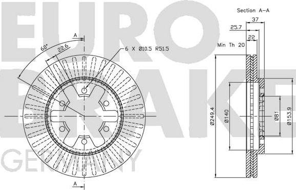 Eurobrake 5815202233 - Тормозной диск autospares.lv