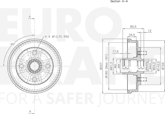 Eurobrake 5825254514 - Тормозной барабан autospares.lv