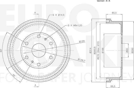 Eurobrake 5825254520 - Тормозной барабан autospares.lv