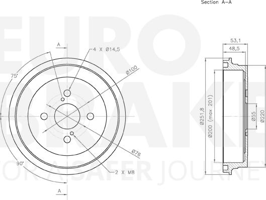 Eurobrake 5825254523 - Тормозной барабан autospares.lv