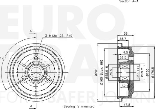 Eurobrake 5825251908 - Тормозной барабан autospares.lv