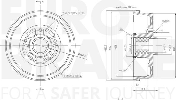 Eurobrake 5825253933 - Тормозной барабан autospares.lv