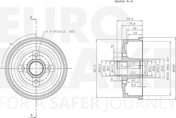 Eurobrake 5825253624 - Тормозной барабан autospares.lv