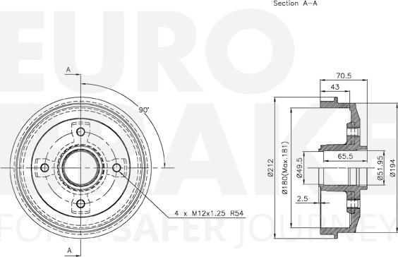 Eurobrake 5825253704 - Тормозной барабан autospares.lv