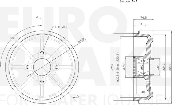 Eurobrake 5825253715 - Тормозной барабан autospares.lv