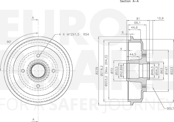 Eurobrake 5825252534 - Тормозной барабан autospares.lv