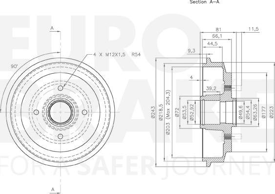 Eurobrake 5825252535 - Тормозной барабан autospares.lv