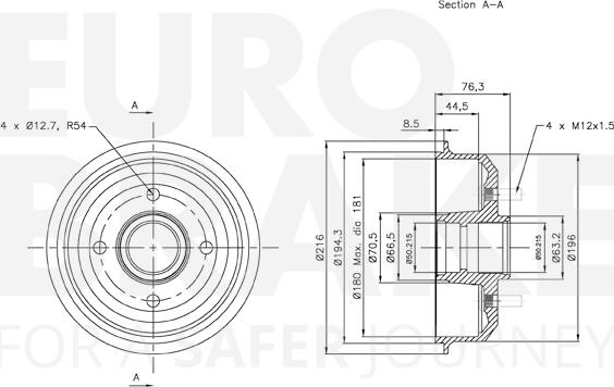 Eurobrake 5825252530 - Тормозной барабан autospares.lv