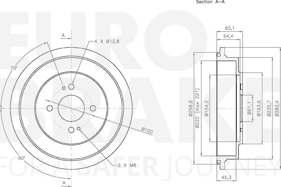 Eurobrake 5825252609 - Тормозной барабан autospares.lv