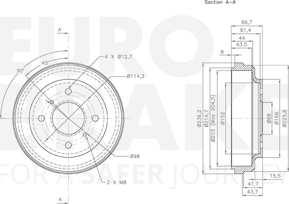 Eurobrake 5825252221 - Тормозной барабан autospares.lv