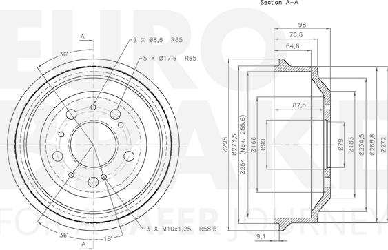 Eurobrake 5825261901 - Тормозной барабан autospares.lv