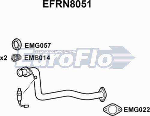 EuroFlo EFRN8051 - Труба выхлопного газа autospares.lv