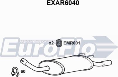 EuroFlo EXAR6040 - Глушитель выхлопных газов, конечный autospares.lv