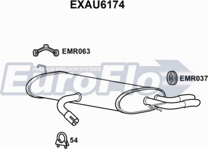 EuroFlo EXAU6174 - Глушитель выхлопных газов, конечный autospares.lv