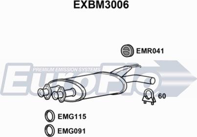 EuroFlo EXBM3006 - Средний глушитель выхлопных газов autospares.lv