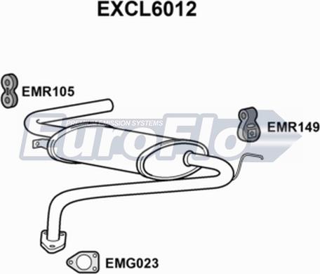 EuroFlo EXCL6012 - Глушитель выхлопных газов, конечный autospares.lv