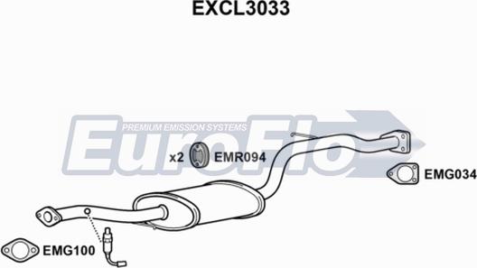 EuroFlo EXCL3033 - Средний глушитель выхлопных газов autospares.lv