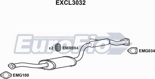 EuroFlo EXCL3032 - Средний глушитель выхлопных газов autospares.lv